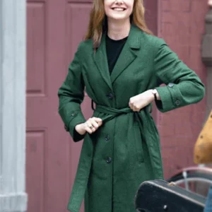 A Complete Unknown Elle Fanning Green Wool Coat