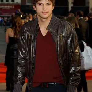 Ashton Kutcher Bomber Leather Jacket