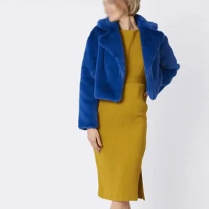 Blue Fur Cropped Coat