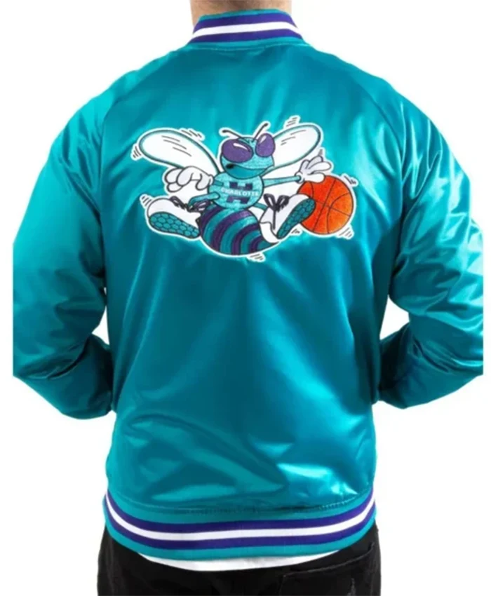 Charlotte Hornets Lightweight Teal Blue Varsity Jacket - Image 2