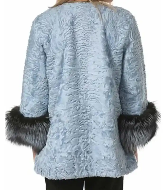 Chia Persian Lamb Fur Light Blue Coat - Image 2