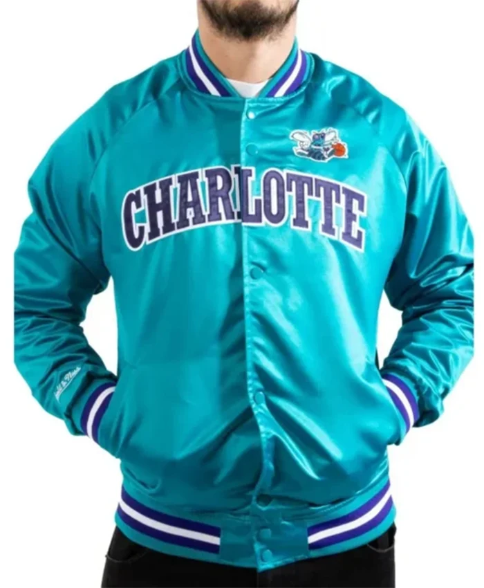 Charlotte Hornets Lightweight Teal Blue Varsity Jacket