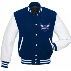 Charlotte Hornets NBA Blue And White Varsity Jacket