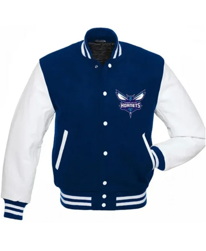 Charlotte Hornets NBA Blue And White Varsity Jacket