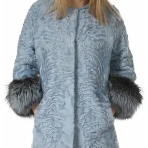 Chia Persian Lamb Fur Light Blue Coat