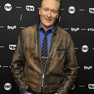 Conan O’Brien Distressed Brown Leather Jacket