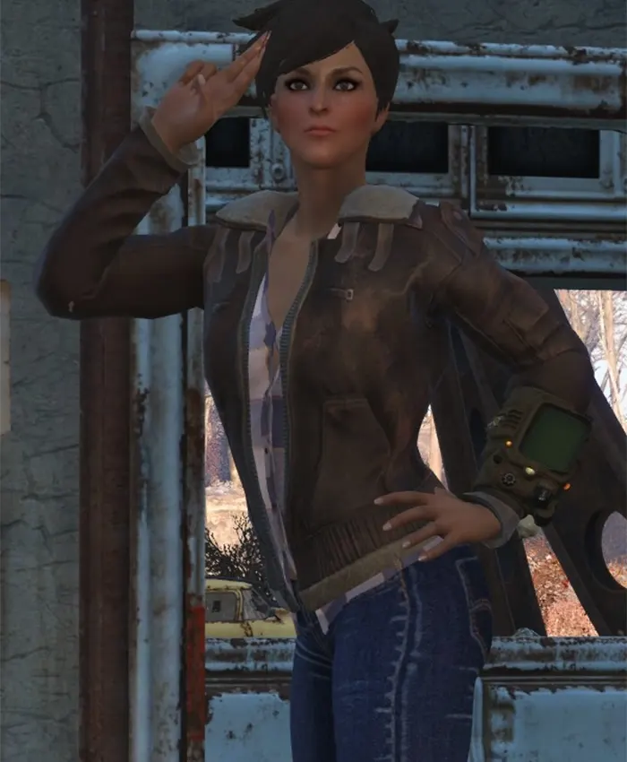 Fallout 76 Video Game Tracer Brown Leather Jacket
