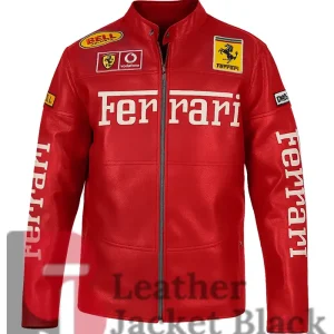 Ferrari Motorcycle Racing Red Leather Jacket