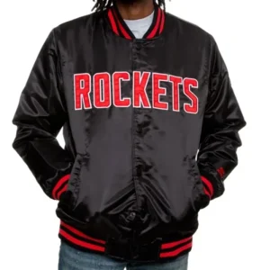 Houston Rockets Black Letterman Varsity Jacket