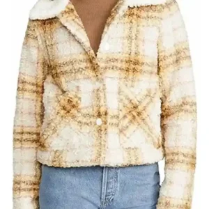 Locke and Key Emilia Jones Plaid Sherpa Fur Jacket