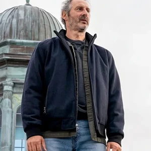 Manifest Harvey Stein Blue Wool Bomber Jacket