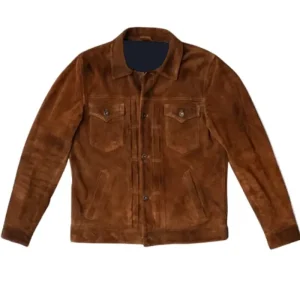 Men Slim-Fit Brown Suede Leather Jacket