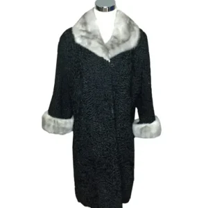 Persian Lamb With Mink Fur Cuffs & Collar Trench Coat