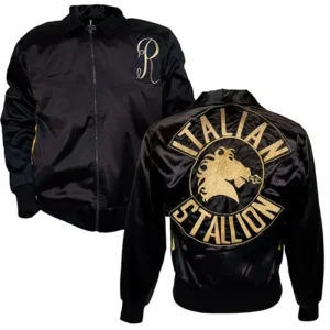 Rocky III Italian Stallion Black Bomber Jacket