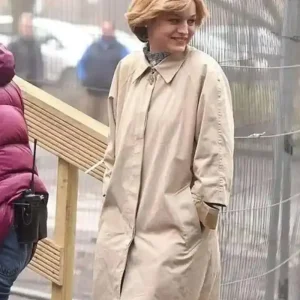 The Crown S04 Emma Corrin Beige Trench Coat