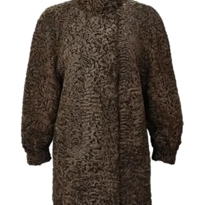 Women Persian Lamb Swakara Broadtail Brown Fur Warm Coat